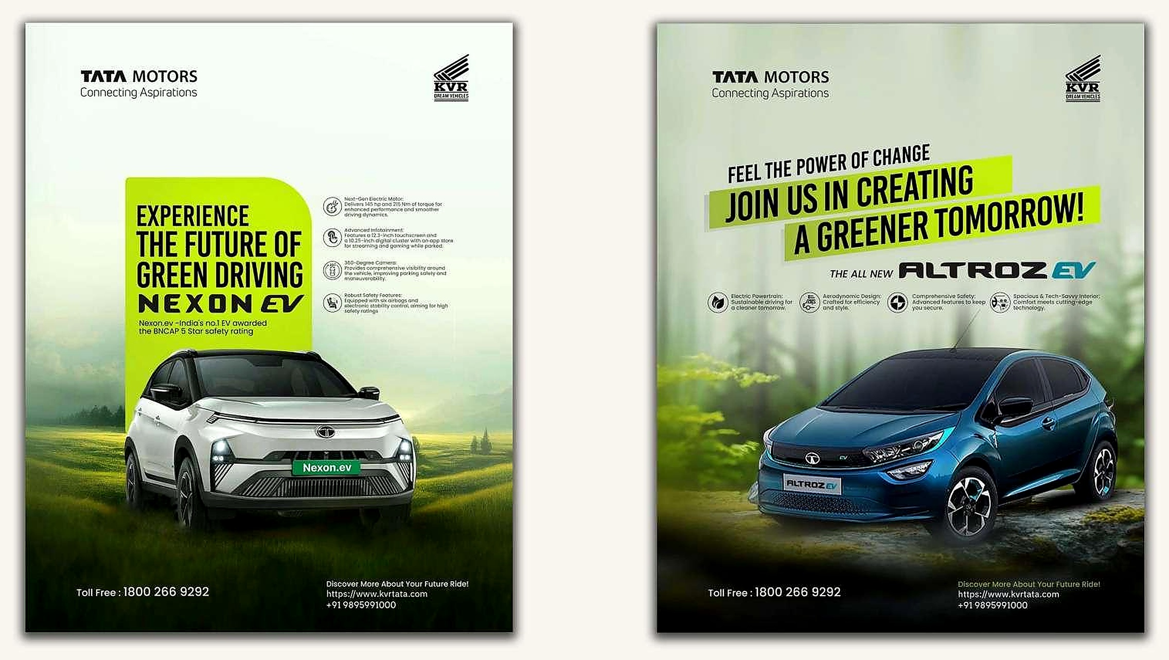 Tata Motors Nexon EV and Altroz EV campaign posters